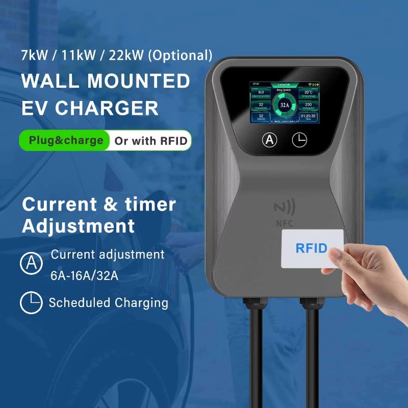 22Kw Wallbox Type 2 Ocpp Rfid - EV Charger Smart Wallbox 7kW 11kW