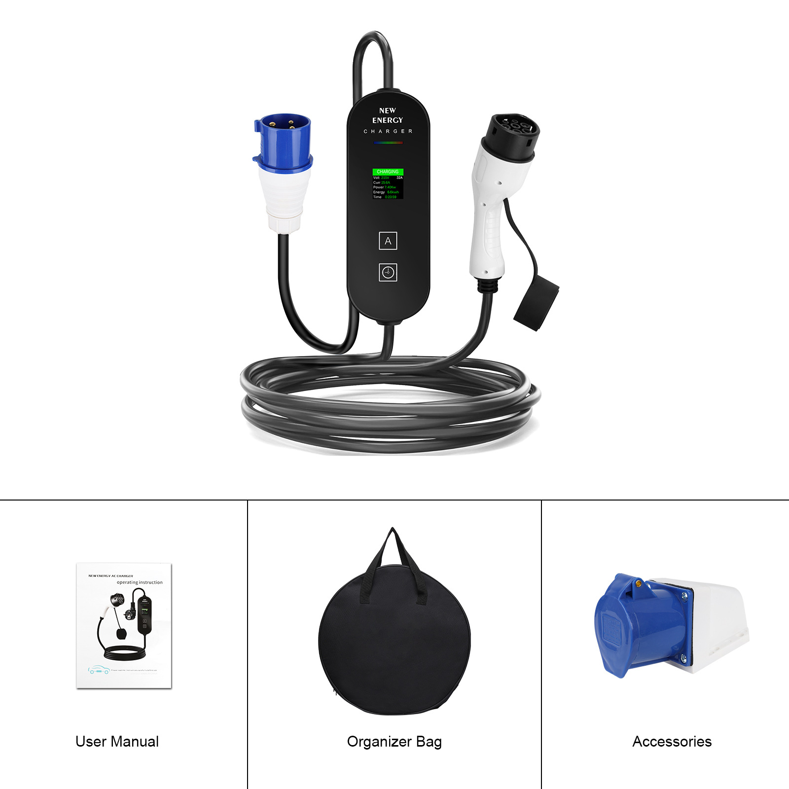 EU/UK Plug CEE 32A/16A Portabl - Portable Ev Charger 32A Type 2 Cee Plug review and price