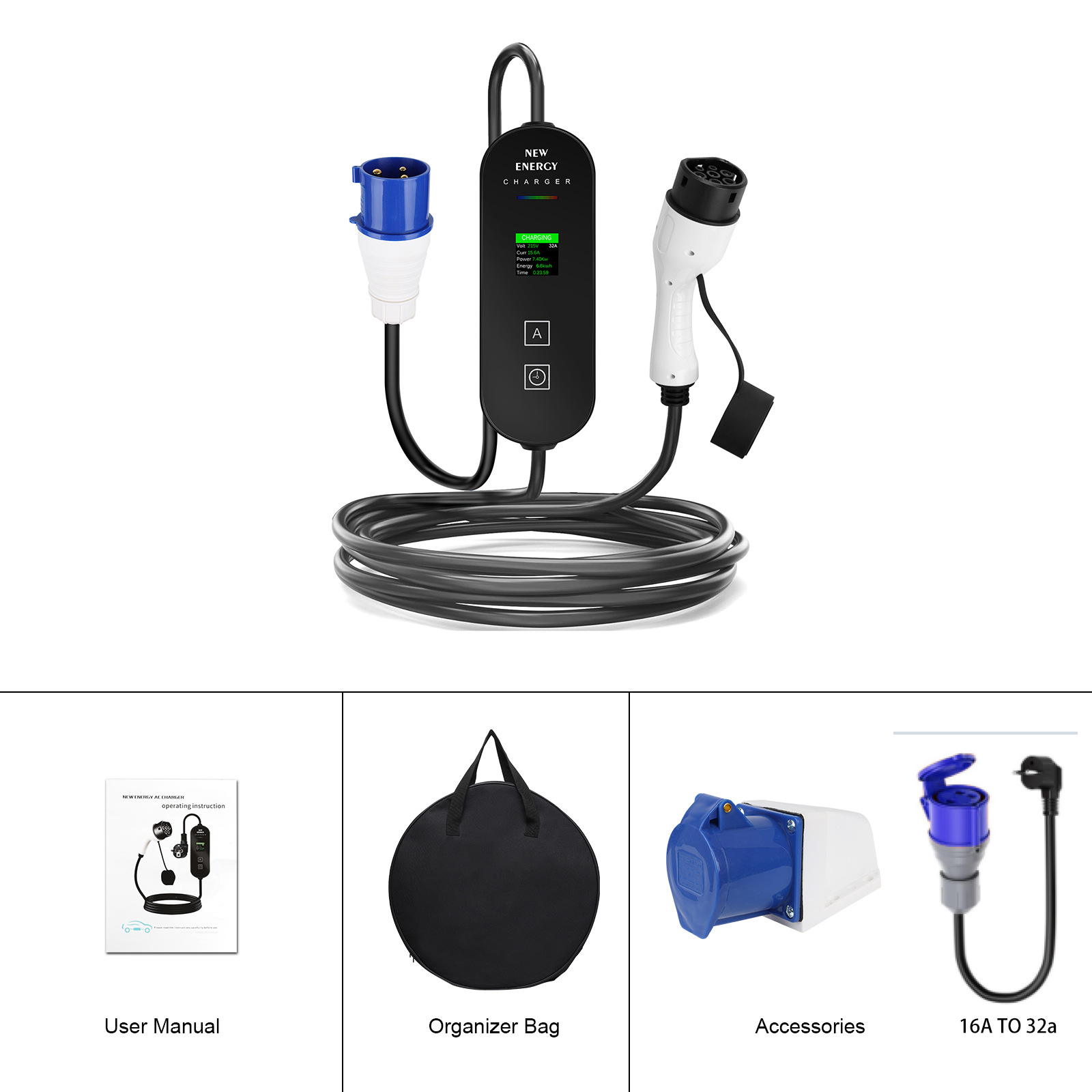 EU/UK Plug CEE 32A/16A Portabl - Portable Ev Charger 32A Type 2 Cee Plug review and price