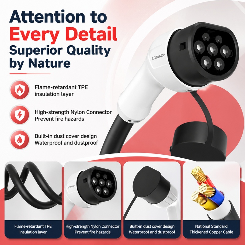 7KW ROMADA Electric Vehicle Po - Portable Ev Charger 32A Type 2 Cee Plug review and price